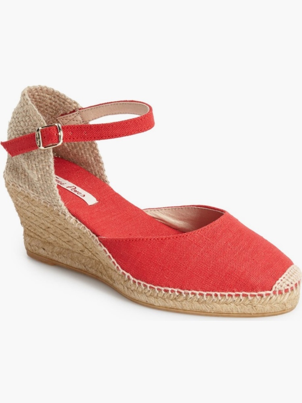 Toni Pons ‘Caldes' Linen Wedge Sandal Red Size 41/US 10